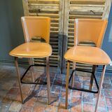 Bar stools covered in leather