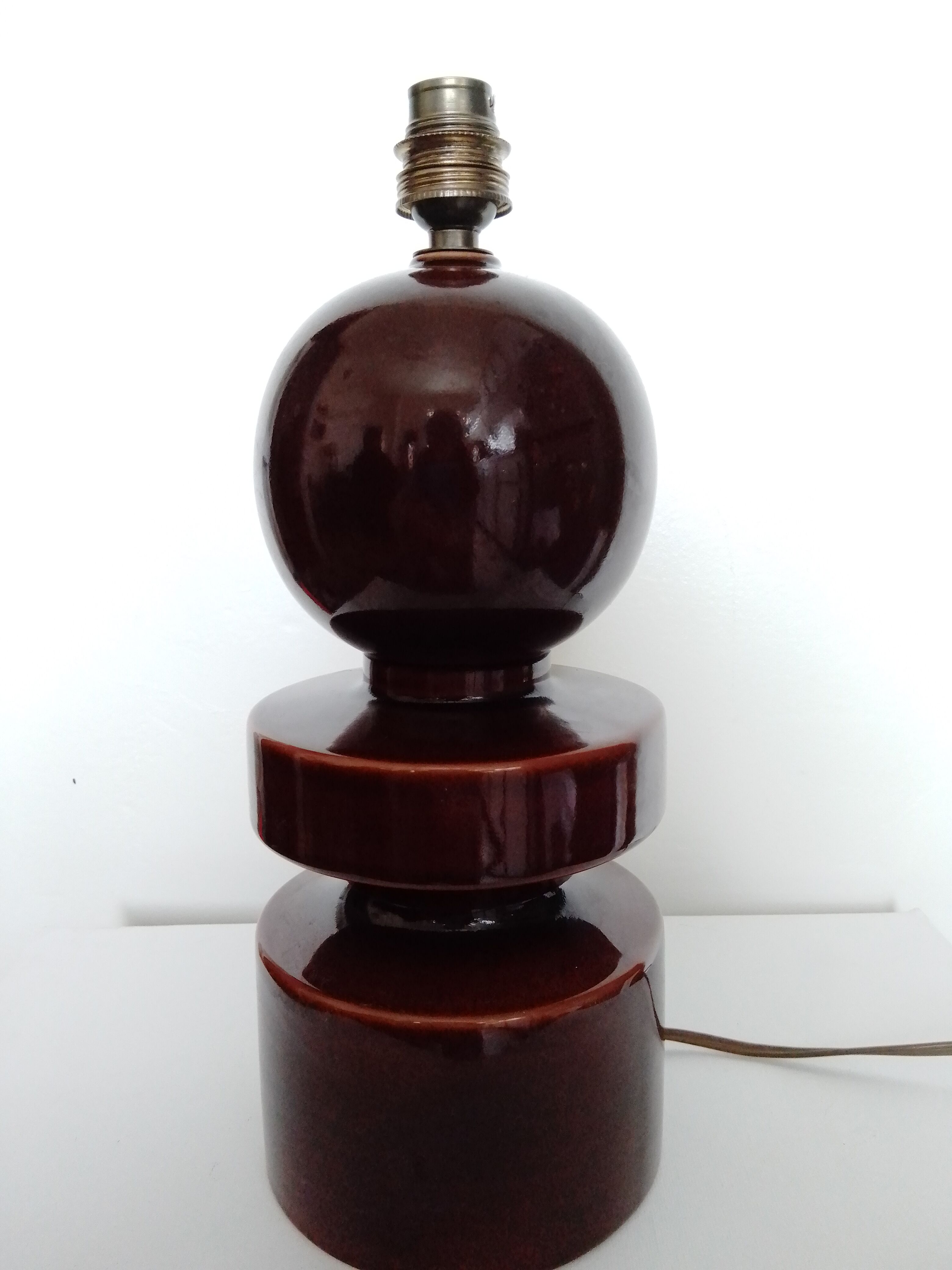 Brown ceramic foot lamp