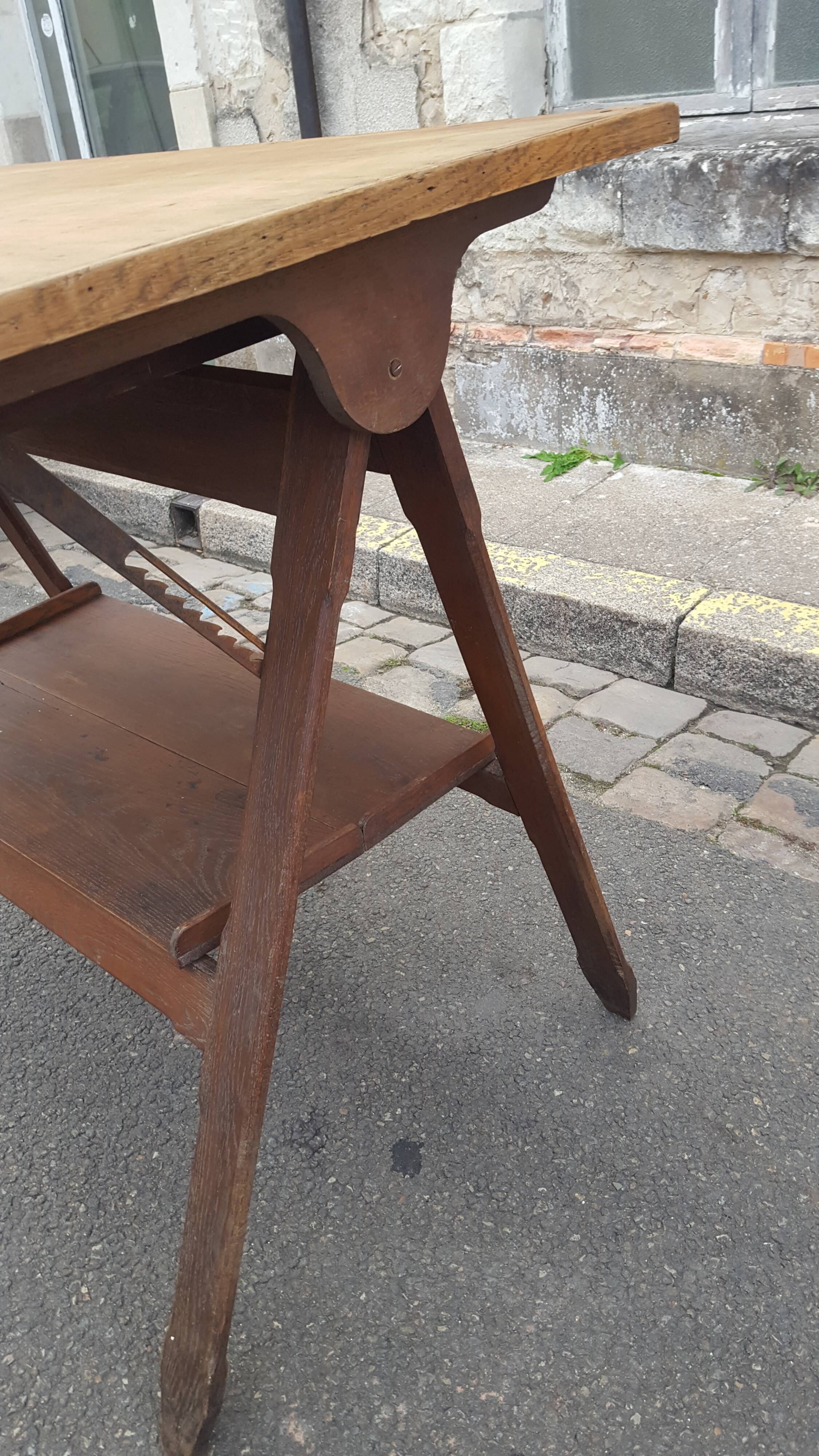 Drawing table wood and vintage metal