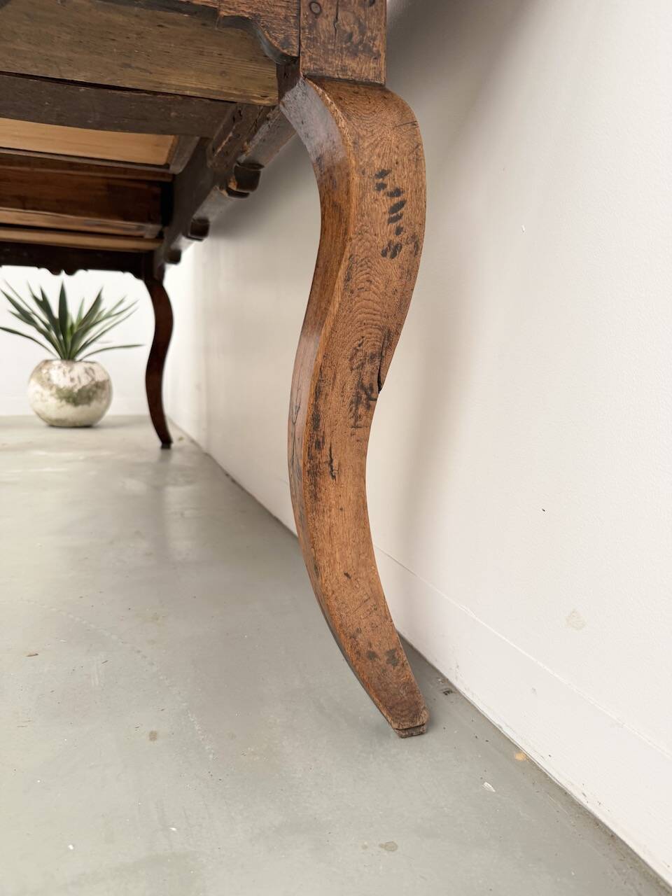 19th century walnut drapery table 2m1