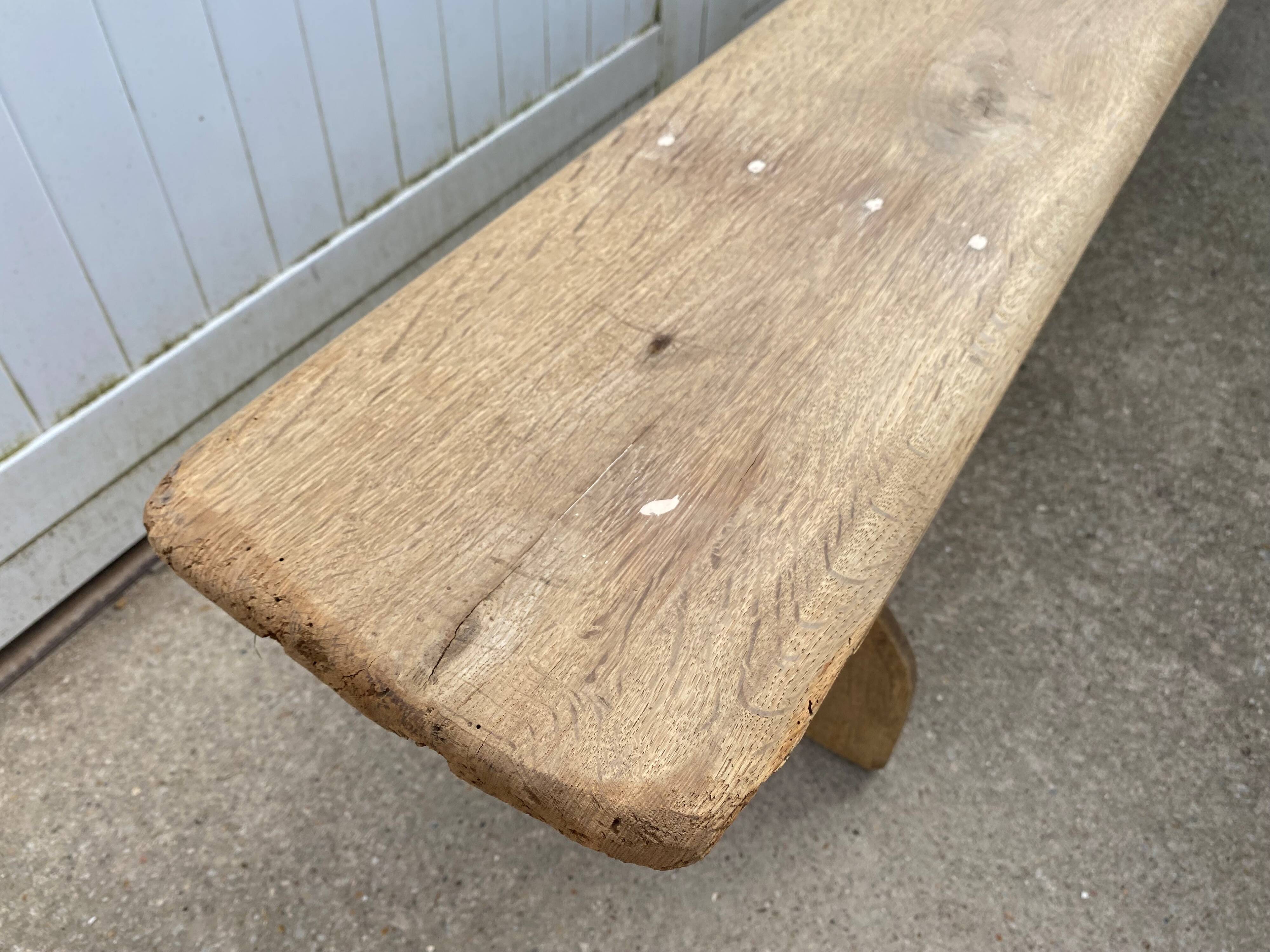 Pair of solid oak wood farmhouse benches 250cm rustic 1900