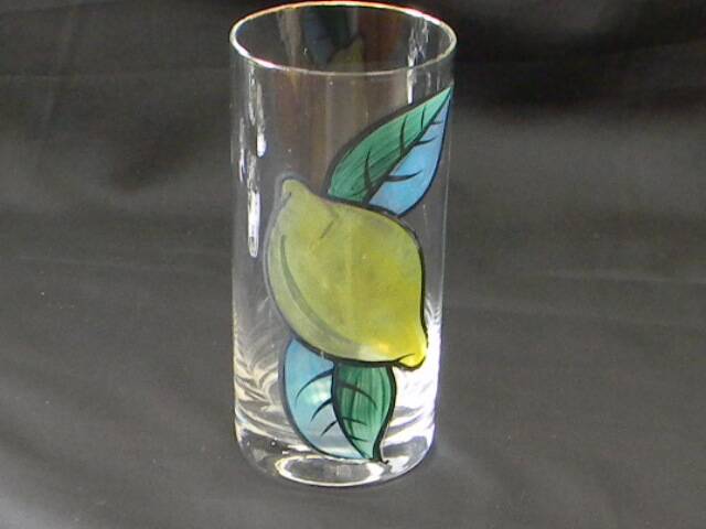 6 glass orangeade glasses, 1970s