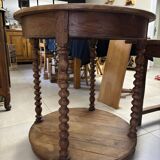Round turned wood side table