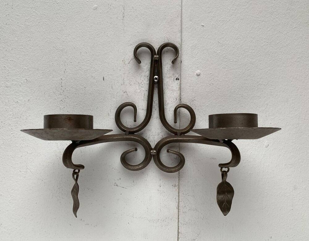 Vintage Swedish Wrought Iron Wall Candleholders from Ahrnebergs, Set of 2