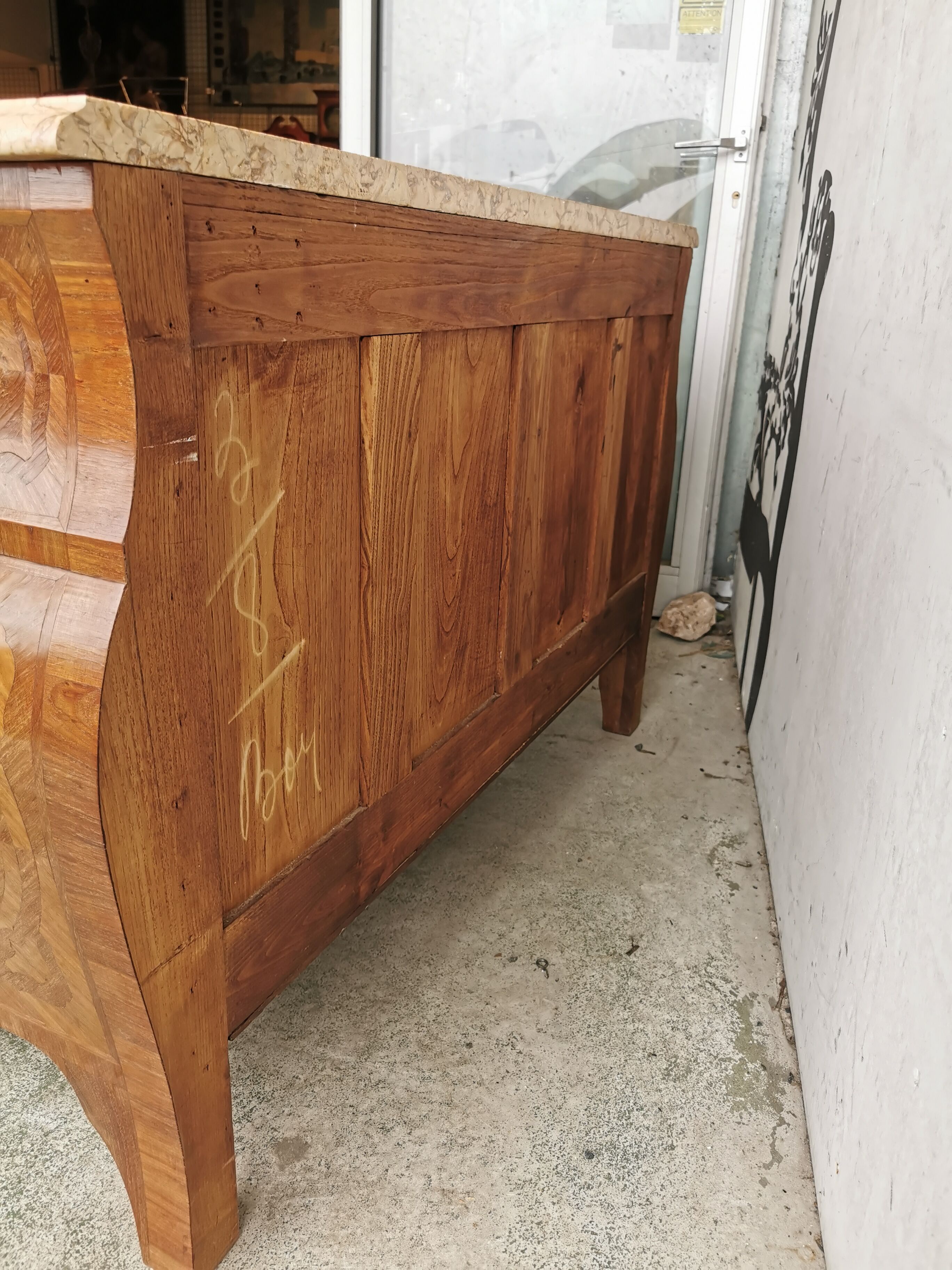 Chest of drawers tomb 1950's style louis xv inlaid