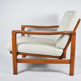 Scandinavian armchair, fully restored, designer Z. Baczyk, 1960s, beige fabric