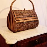 60s wicker basket handbag