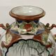 Vase japonais ancien amphore décor geisha émaillé rouge or signé