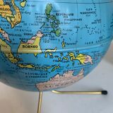 Globe vintage 1960 terrestre doré Taride tripode - 28 cm