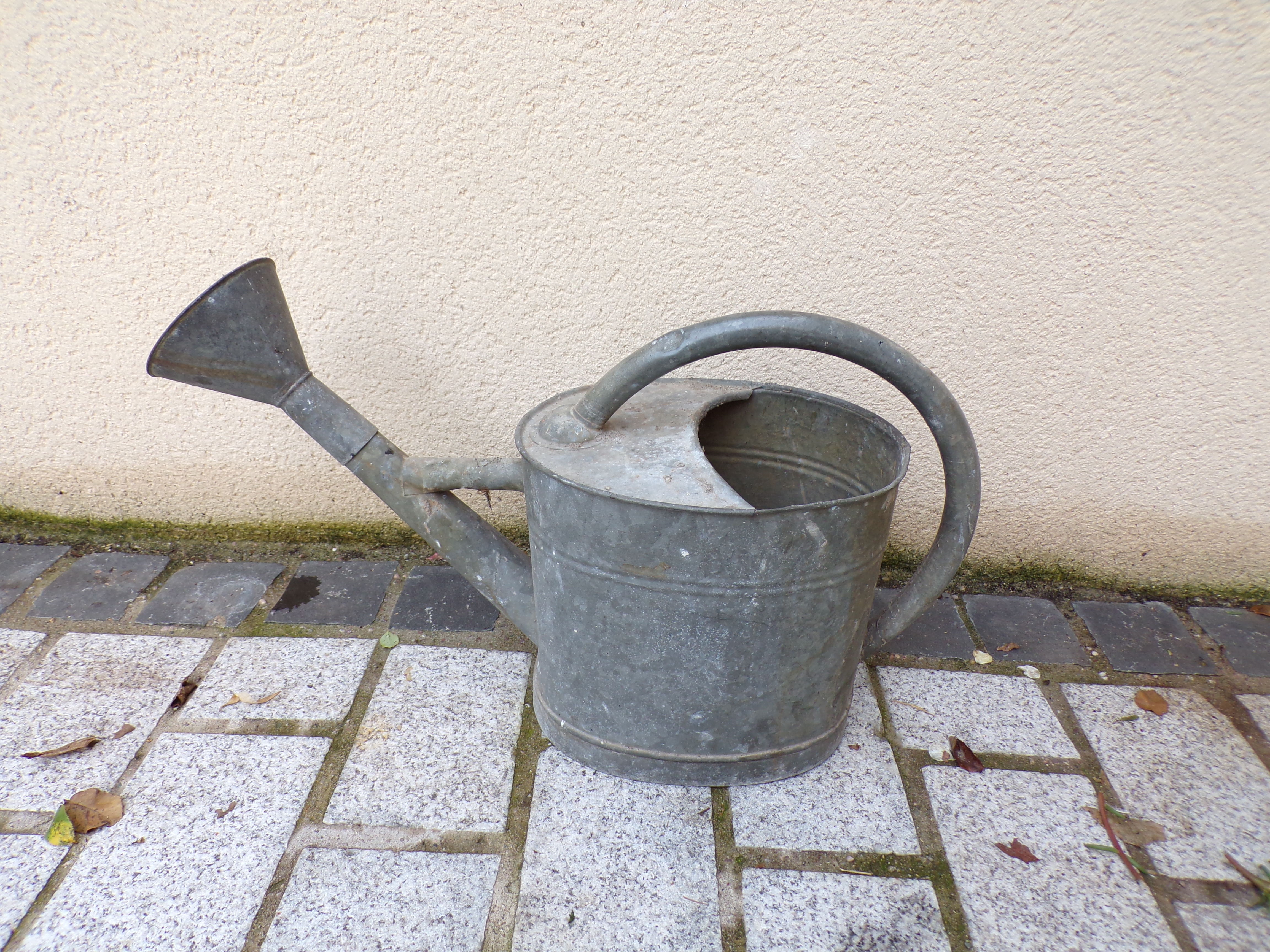 Zinc watering can with apple