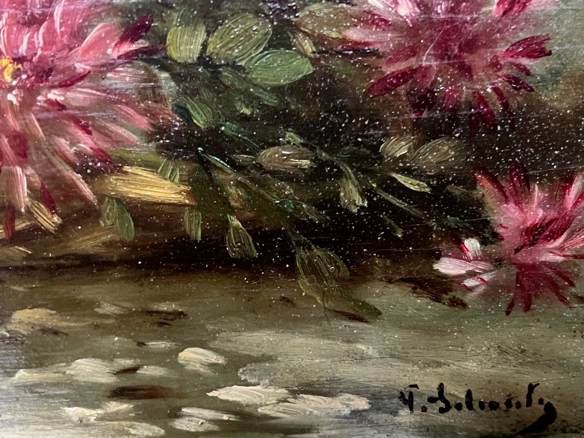 Paul Henry Schouten "Still Life with Flowers". Oil on wood panel.