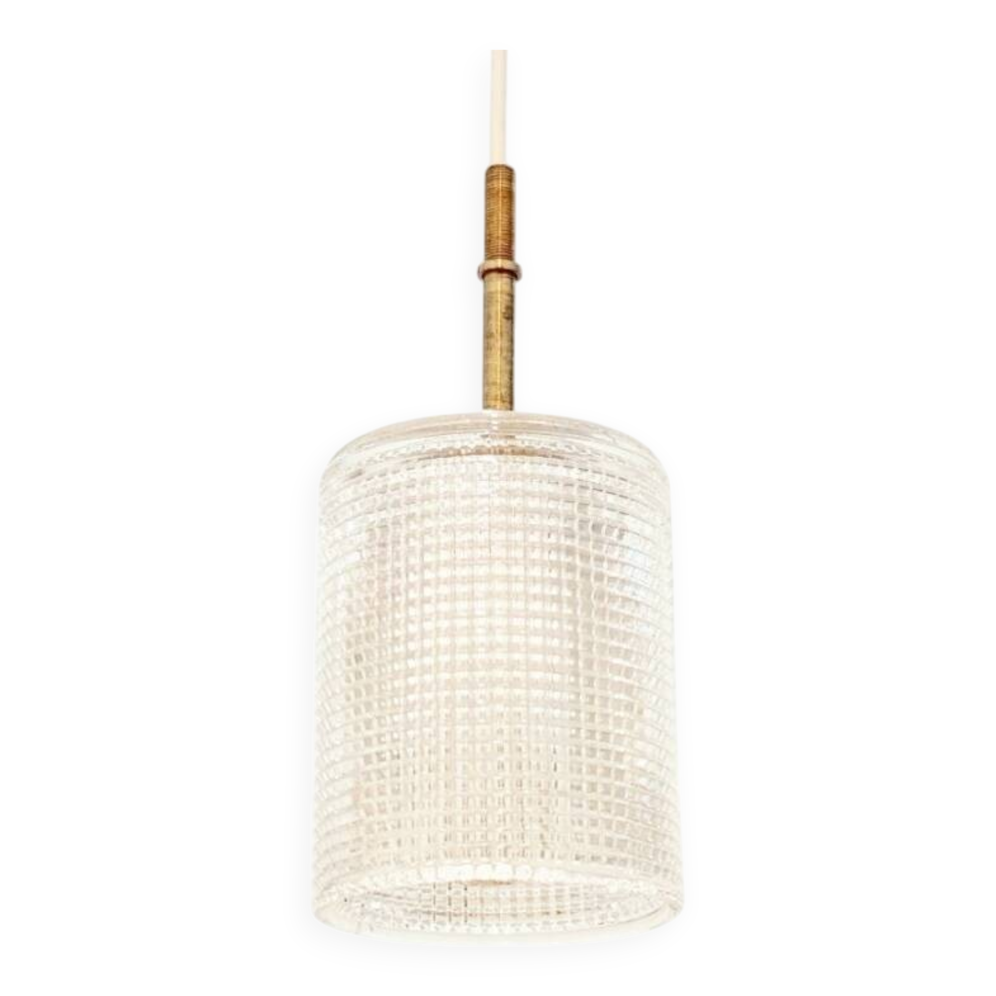 Mid Century Scandinavian Brass & Crystal Glass Ceiling Light By C.Fagerlund