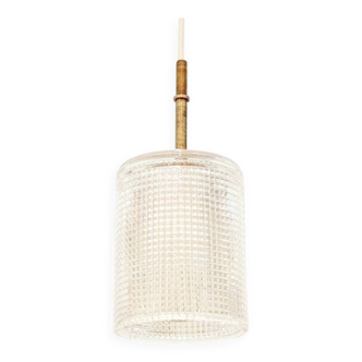 Mid Century Scandinavian Brass & Crystal Glass Ceiling Light By C.Fagerlund