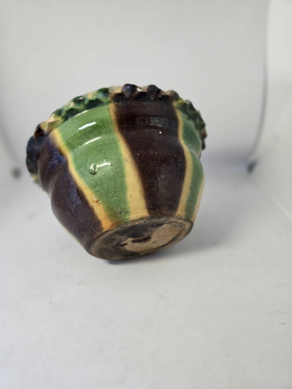 Old flower pot planter glazed terracotta cache pot