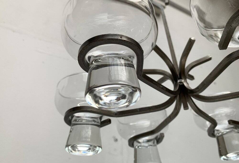 Mid-century metal and glass candle holder suspension from Denmark, 1960s.