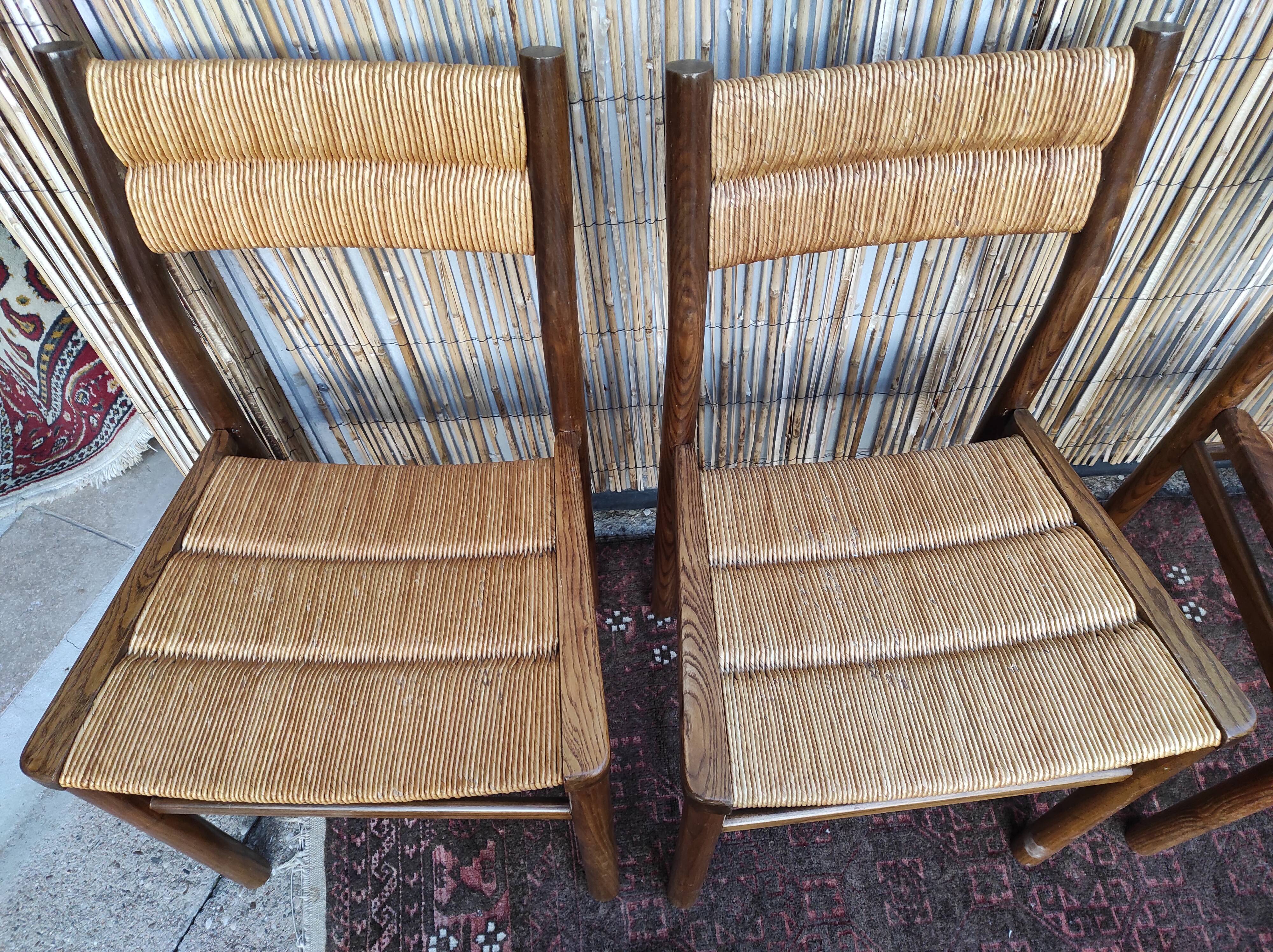Lot 4 straw chairs by Pierre Gautier-Delaye, weekend model
