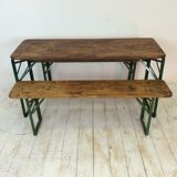 Vintage German beer table and benches of custom length