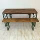 Vintage German beer table and benches of custom length