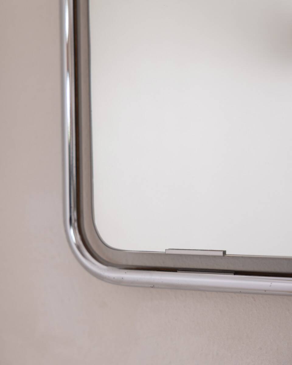 Vintage Italian Chrome Metal Wall Mirror, 1970s