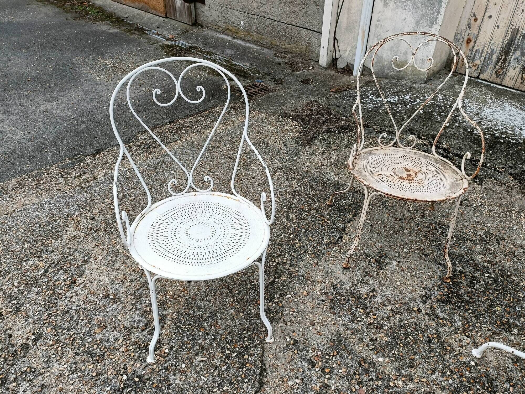 Garden furniture wrought iron old vintage xxeme