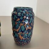 set of 2 Rare Super Color Crusty Fat Lava Vases by Scheurich, Germany WGP, 1970s
