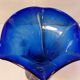 Vase Tulipe vintage en verre d'art soufflé à la main bleu Cobalt style Murano