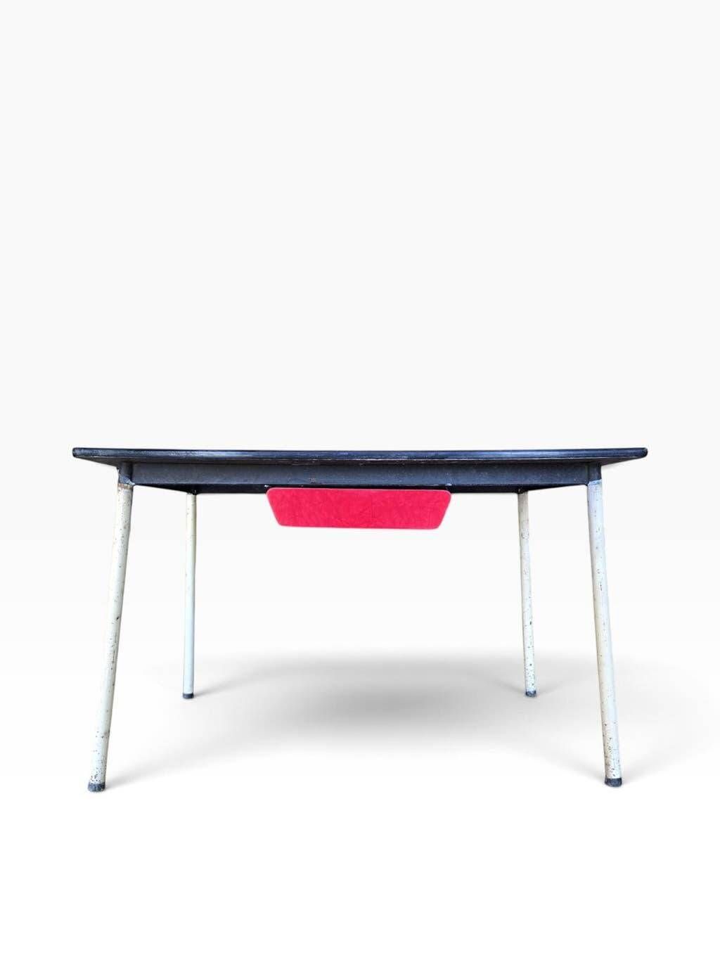Vintage side table/desk in red formica.