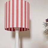 White earthenware lamp with striped lampshade