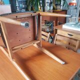 6 vintage leatherette chairs and wood