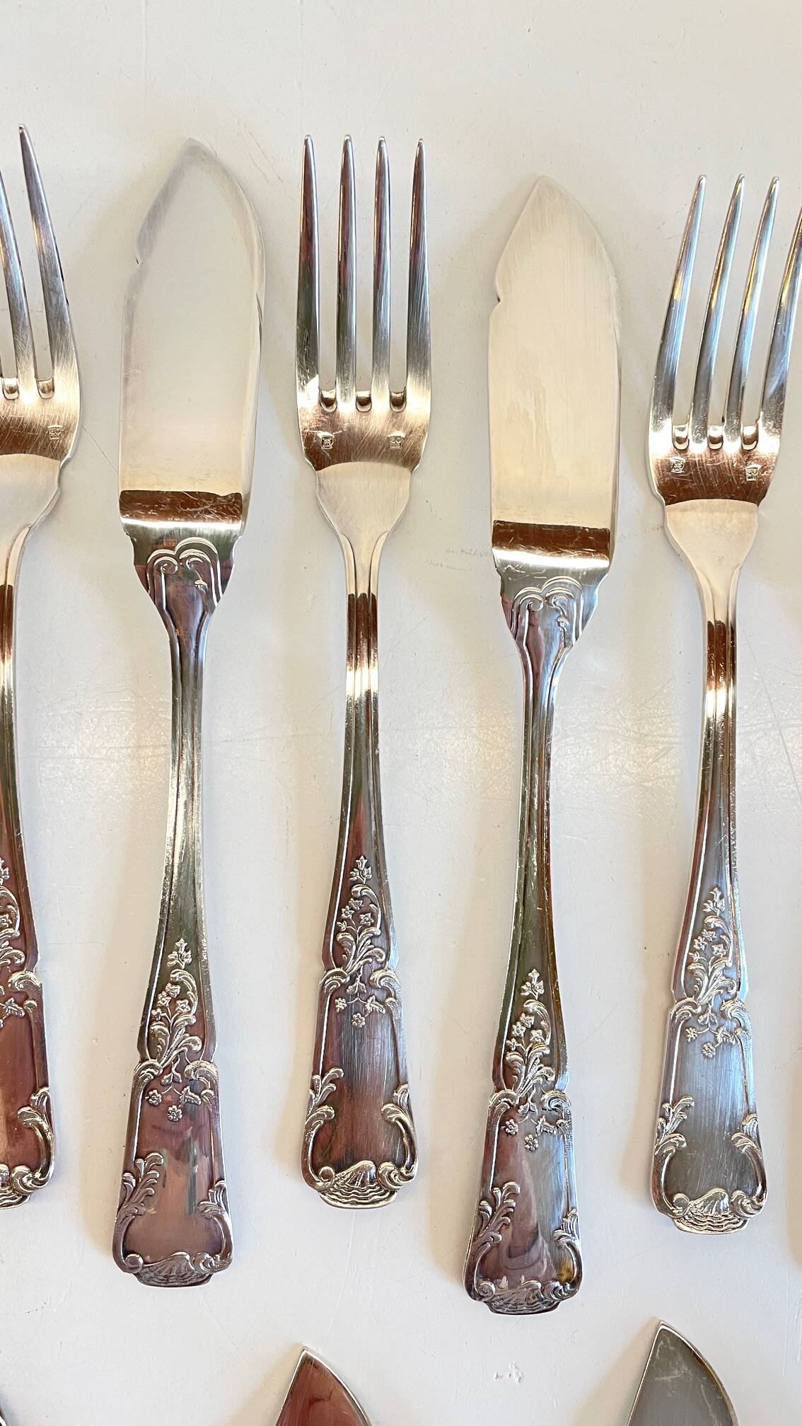 PLATIL 12 Couverts à Poisson  Métal Argenté