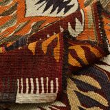 5x9 Dark Red & Cream Turkish Antique Kilim Rug, 150x271Cm