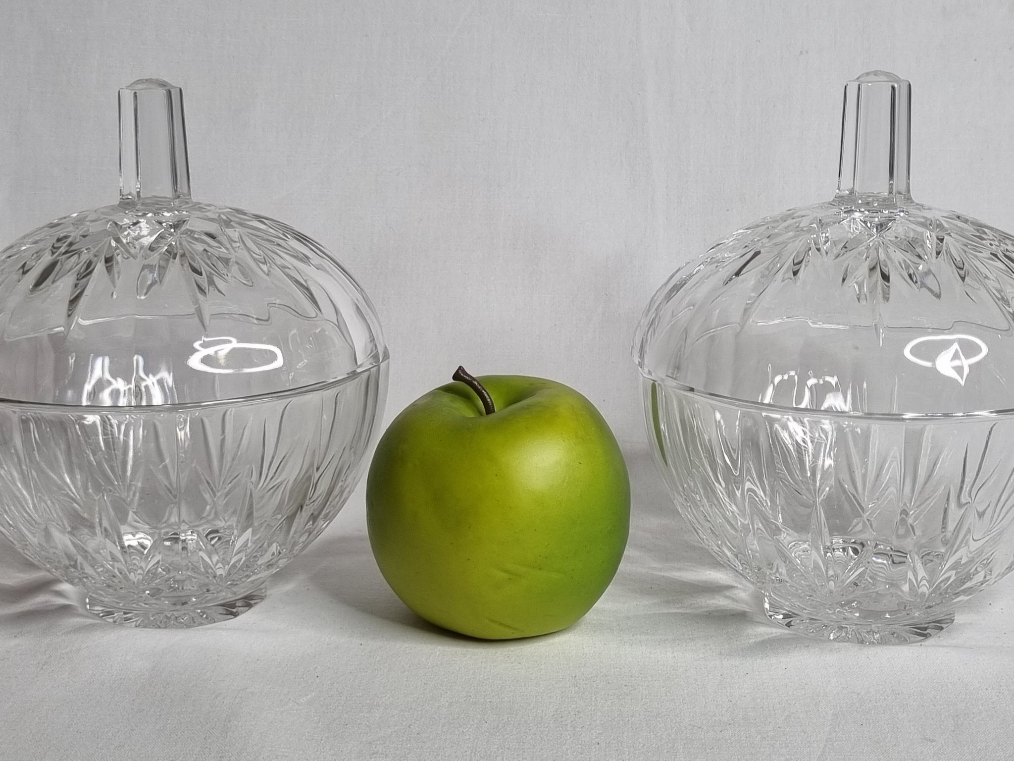 Pair of crystal candy boxes, Italy