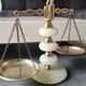 Old decorative Scales of Justice. Onyx, marble/brass. From the 50s. Dim 29 x 30 cm