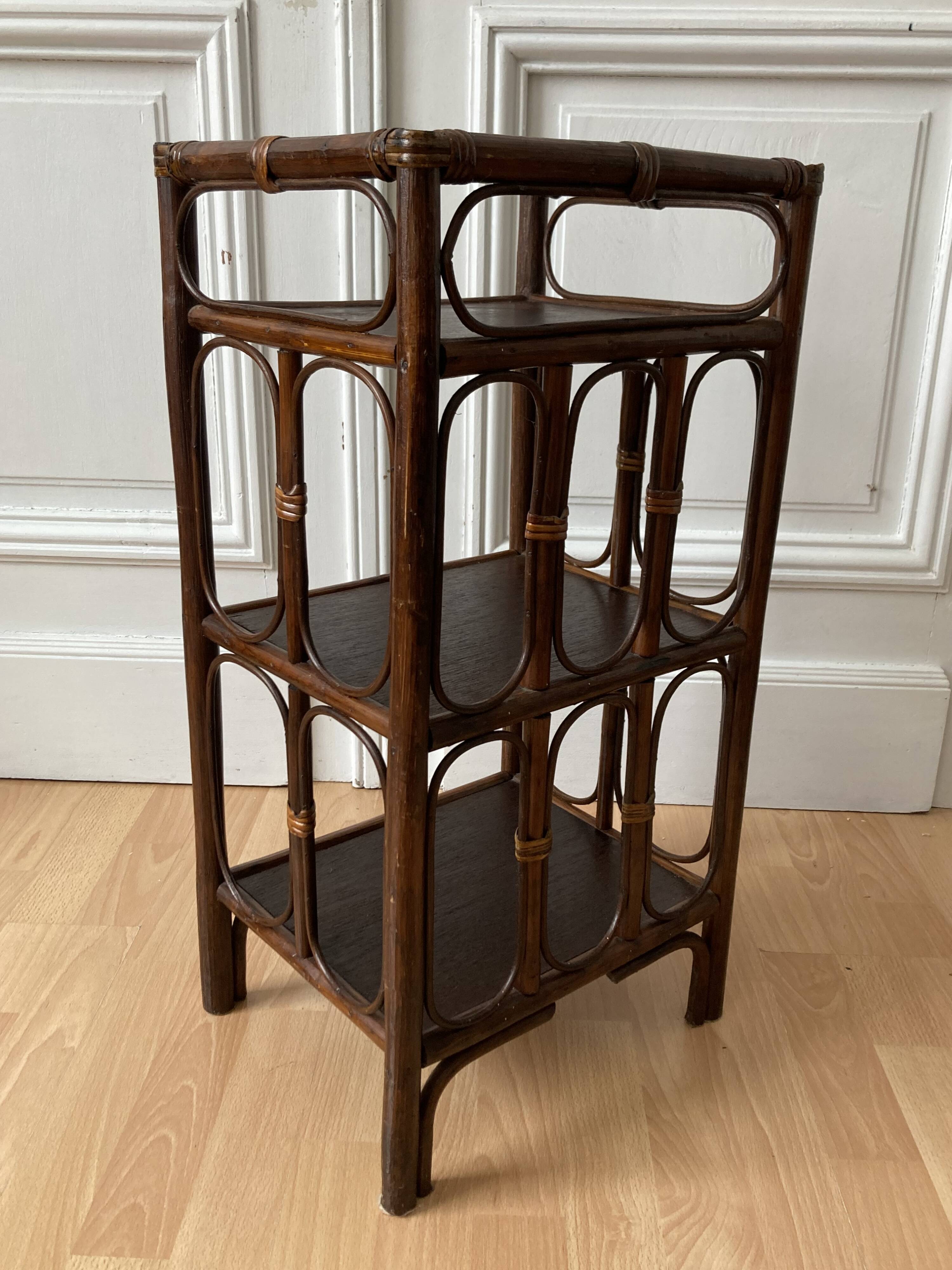 Rattan shelf vintage bamboo 60s