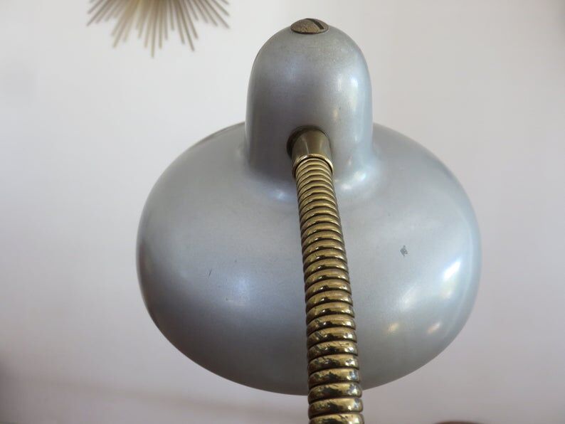 Silver grey metal lamp 50 60s