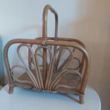 Vintage rattan log holder