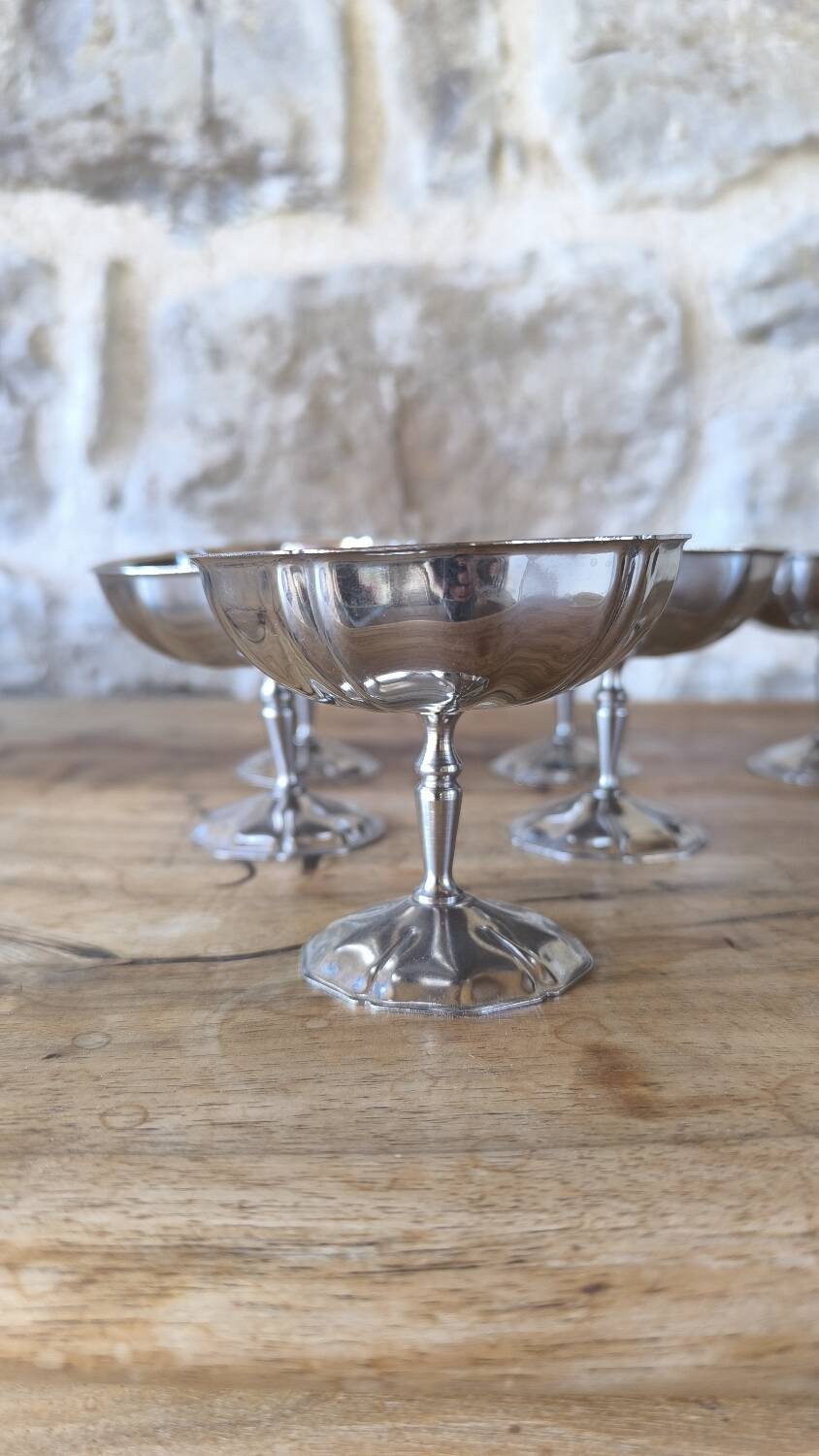 Set of 6 18/10 stainless steel ice cream cups