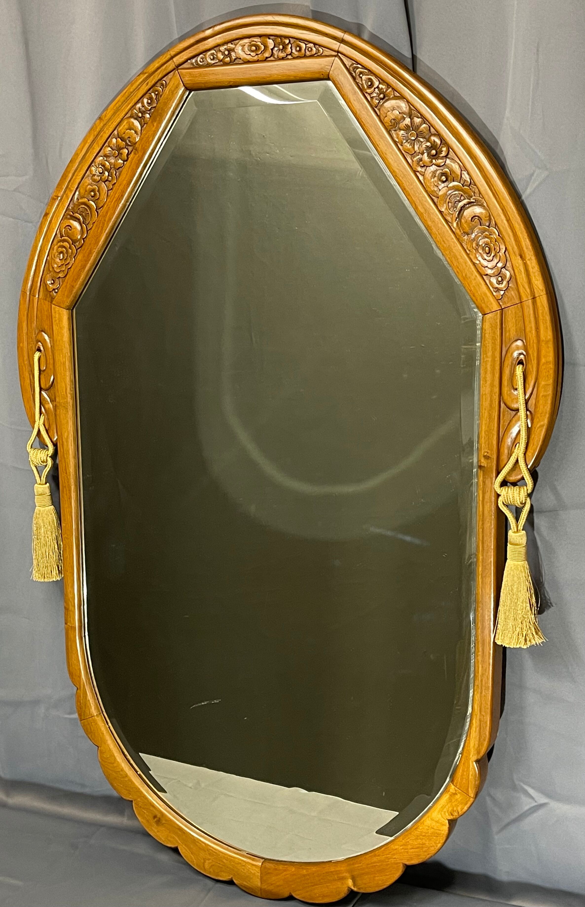 High mirror 118x78 art deco era solid walnut
