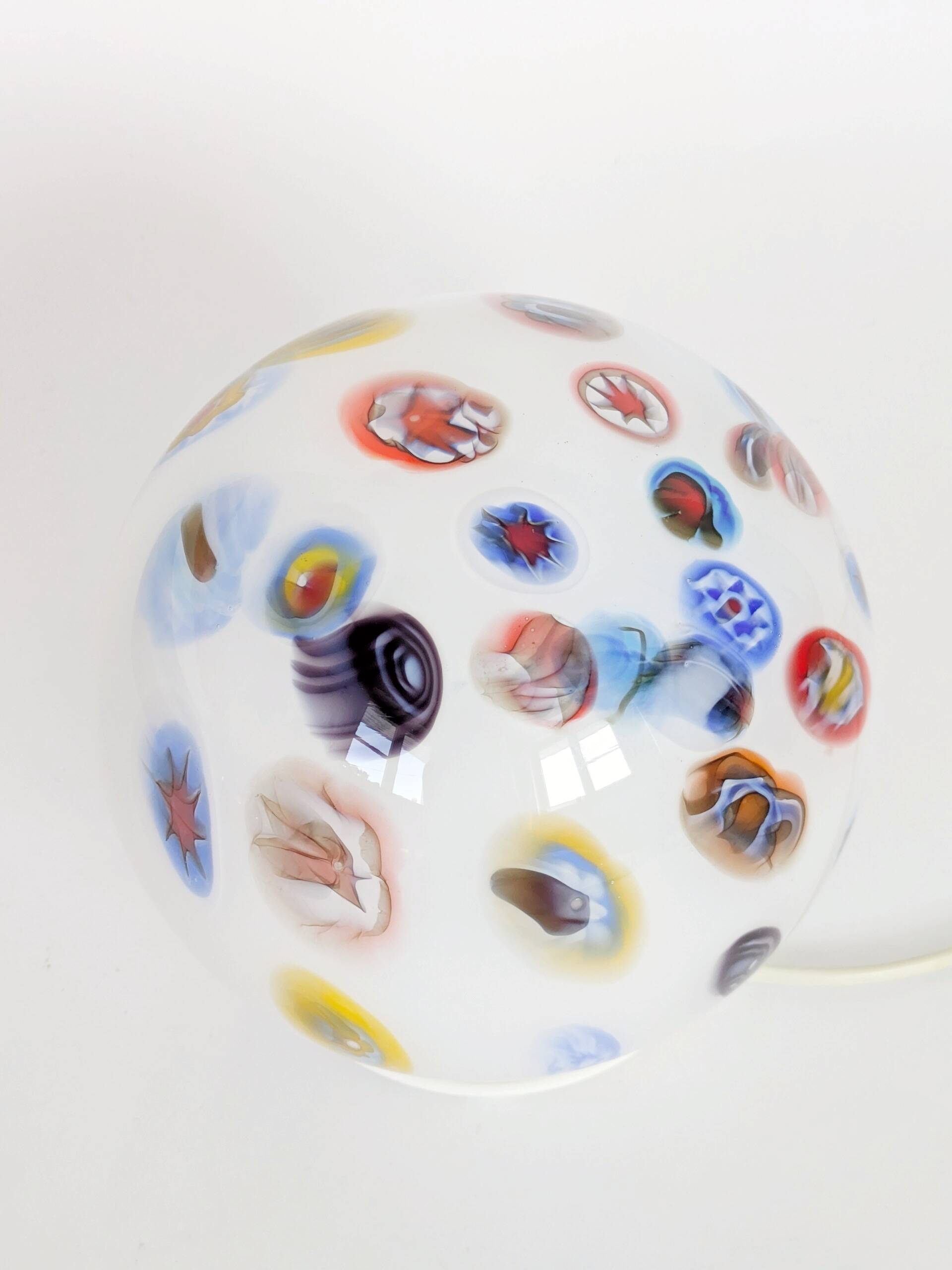 Vintage glass globe table lamp in millefiori style, 1990s.