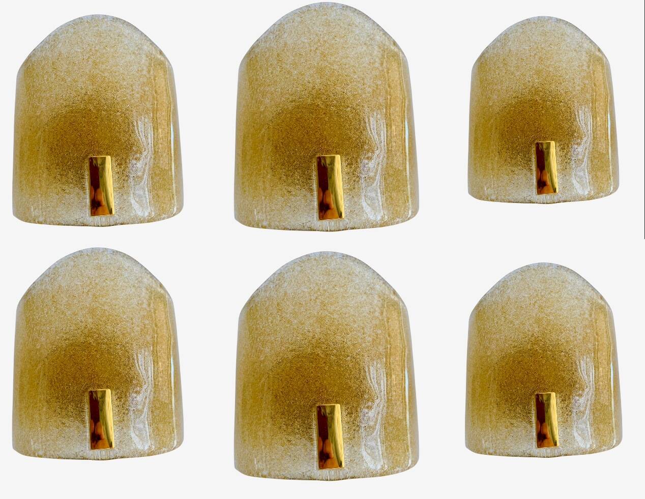 6 Murano glass sconces with gold inlays, Italy 1990