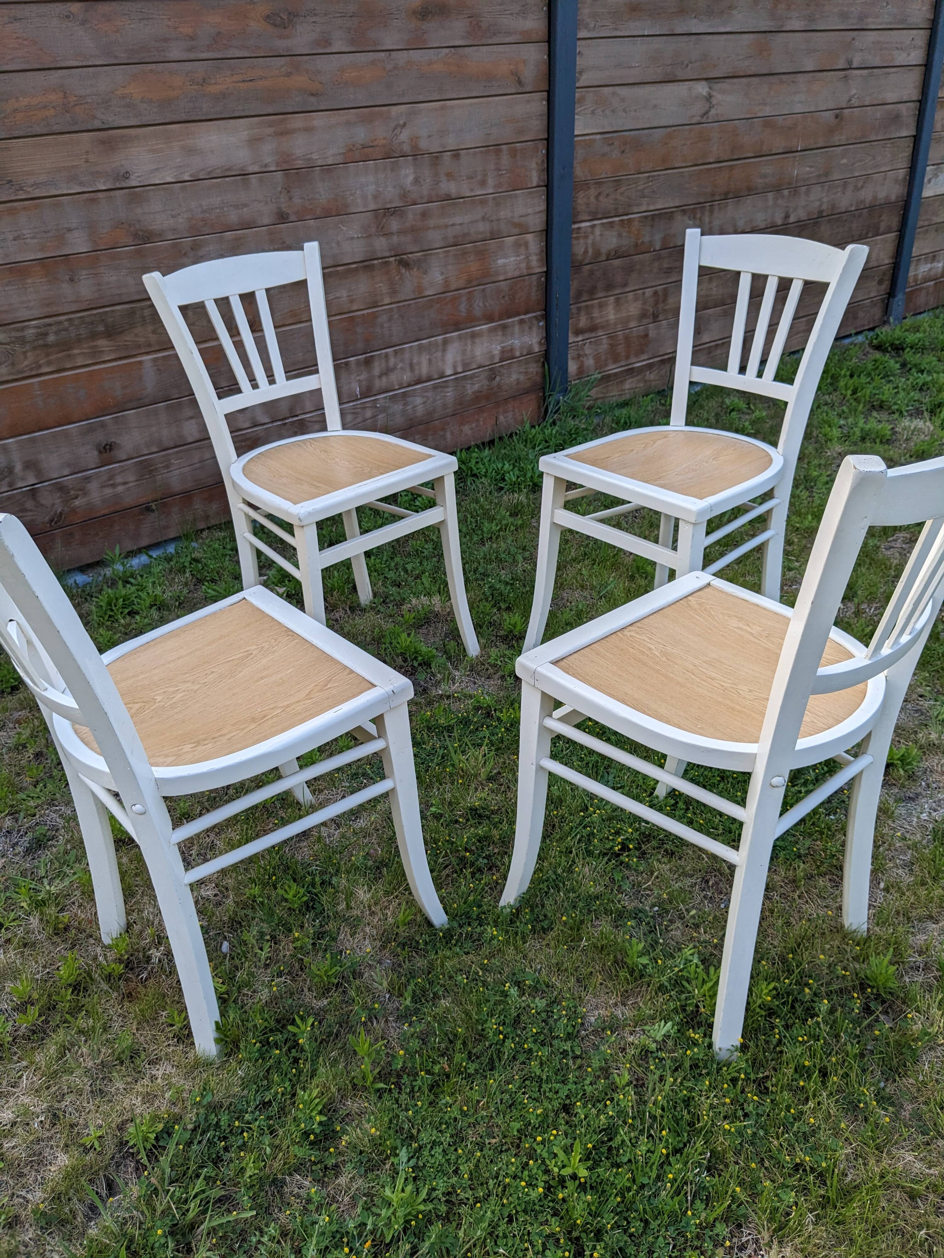Set of 4 vintage shabby chic bistro chairs