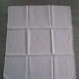 11 large old damask napkins, monogrammed