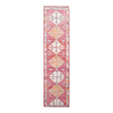 Rare Couloir Vintage Anatolie | Rose & Saumon Tones Runner Rug, 90x370 Cm