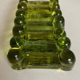 Set of 7 peridot green Biot glass knife holders 1970