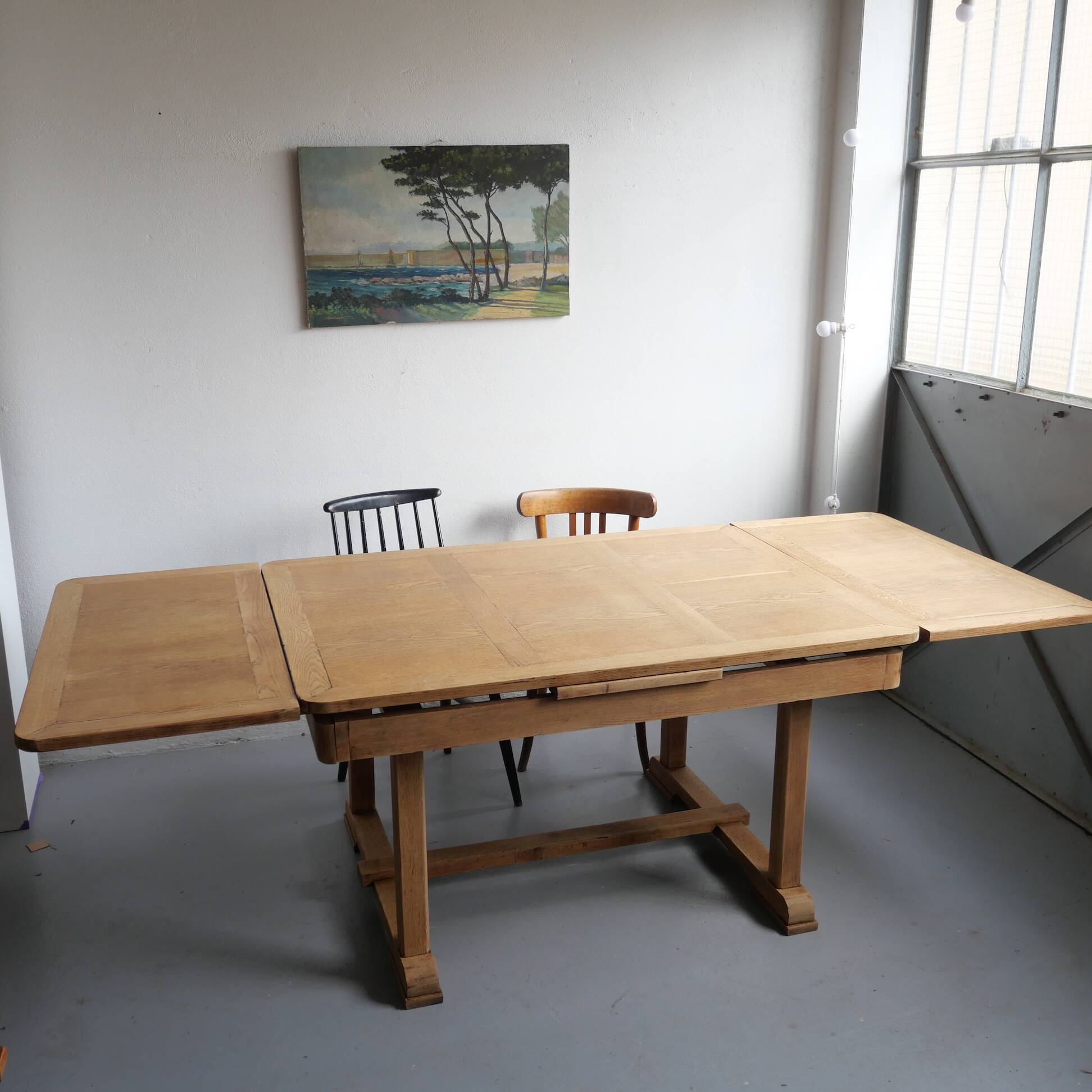 Table à rallonges en chêne rénovée