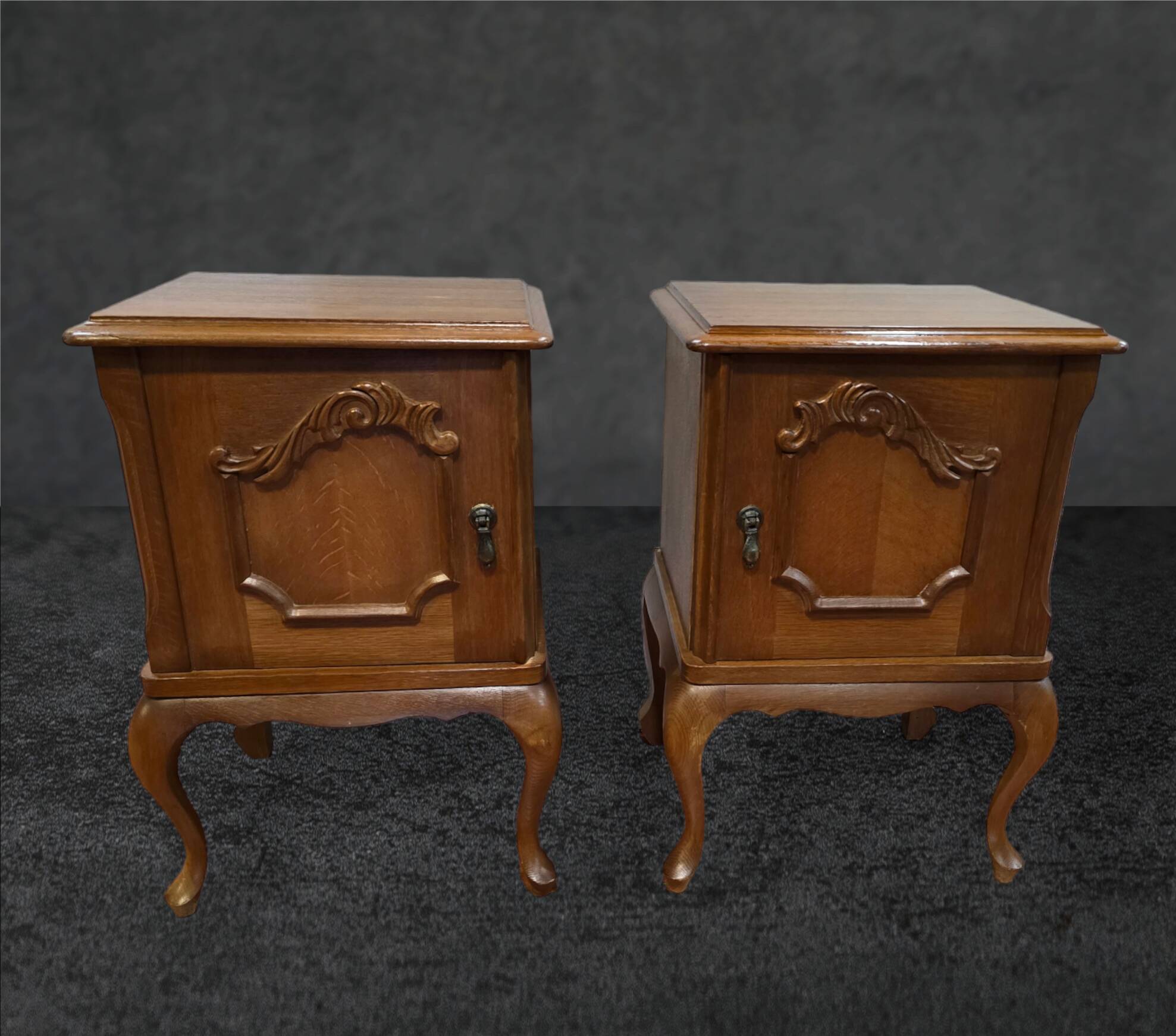 Pair of vintage 1960s oak bedside tables