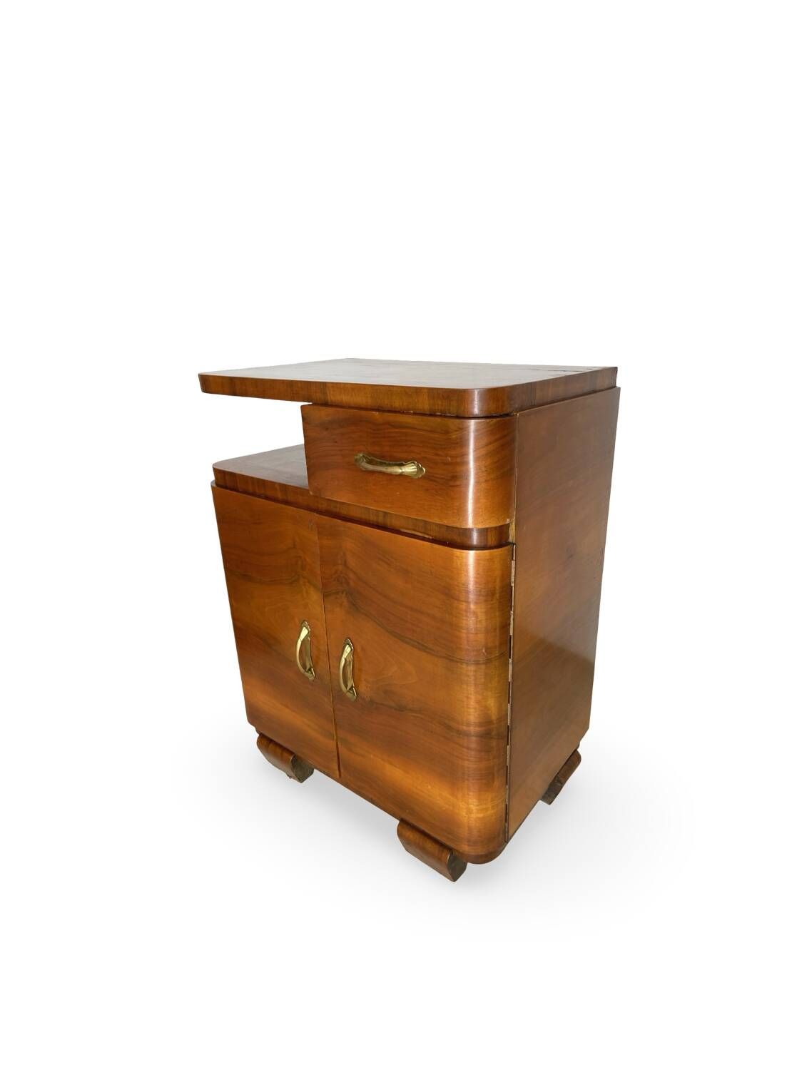 Tables de chevet Art déco italiennes en noyer, années 1940.