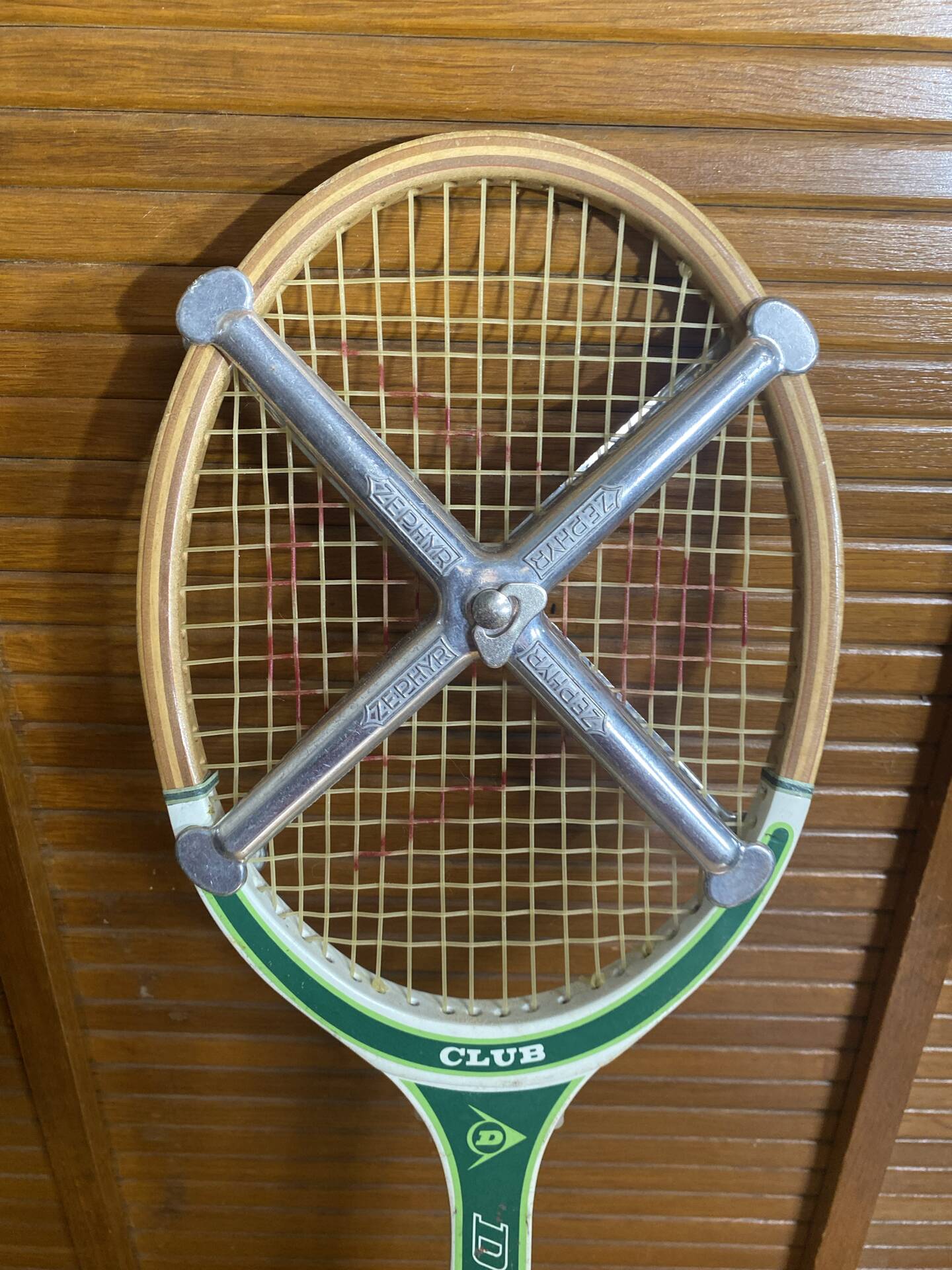Vintage dunlop club wooden tennis racket + zéphyr protection