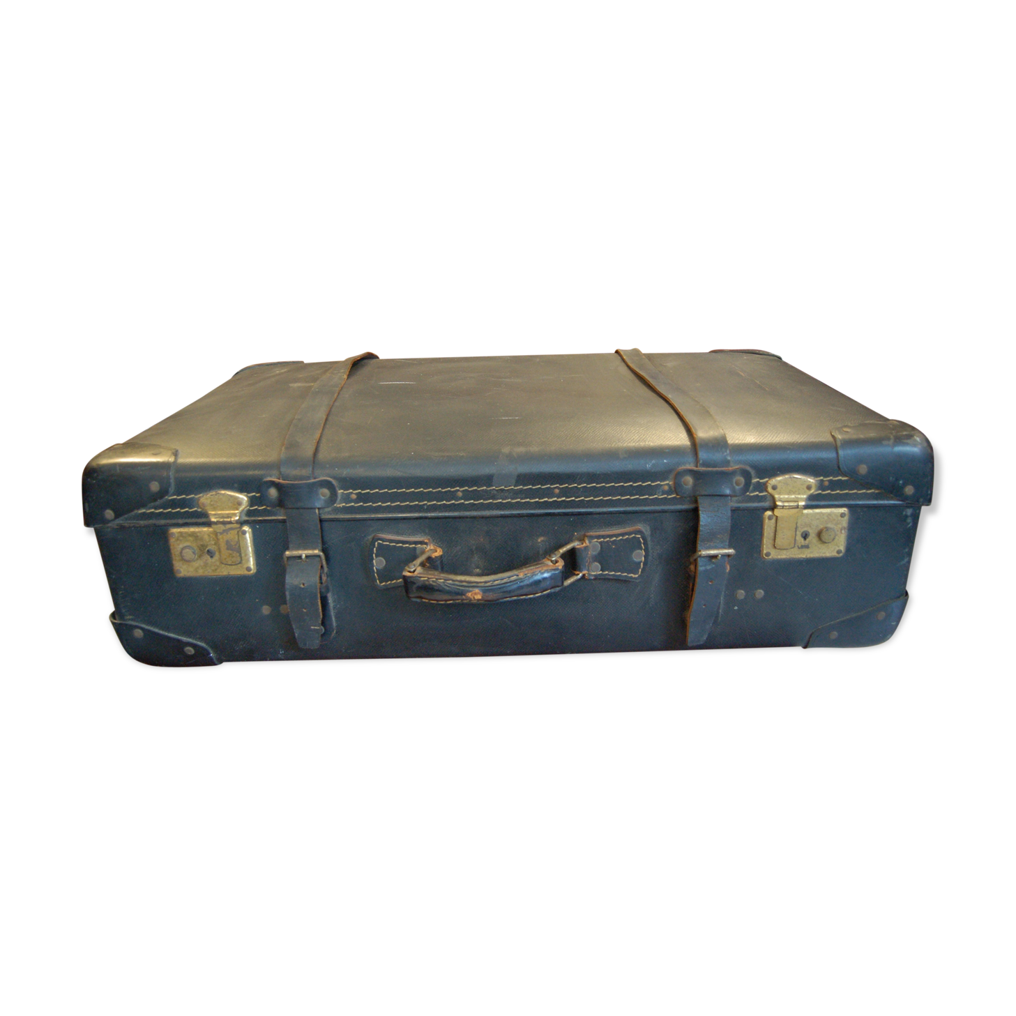 60s black vintage suitcase leather boiled cardboard