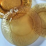 Vereco Sunflower amber plates – 8 vintage pieces (4 dinner plates, 4 dessert plates)